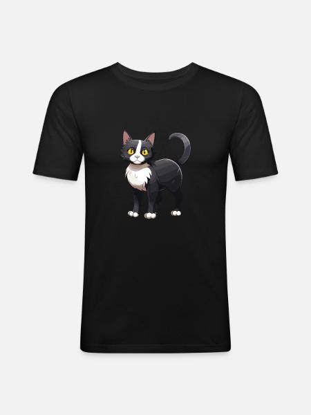 Chat mignon - T-shirt près du corps Homme - noir