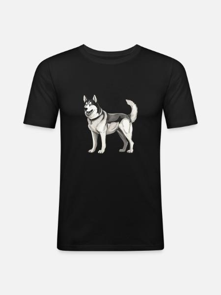 Husky Dog - Men's Slim Fit T-Shirt - black