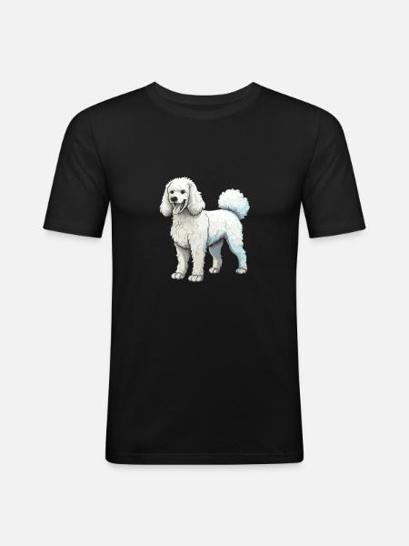 Pudel Hund - Männer Slim Fit T-Shirt - Schwarz