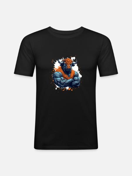 Bison Muscles Fighter Beast - Men's Slim Fit T-Shirt - black