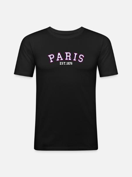Paris gegründet 1976 - Männer Slim Fit T-Shirt - Schwarz