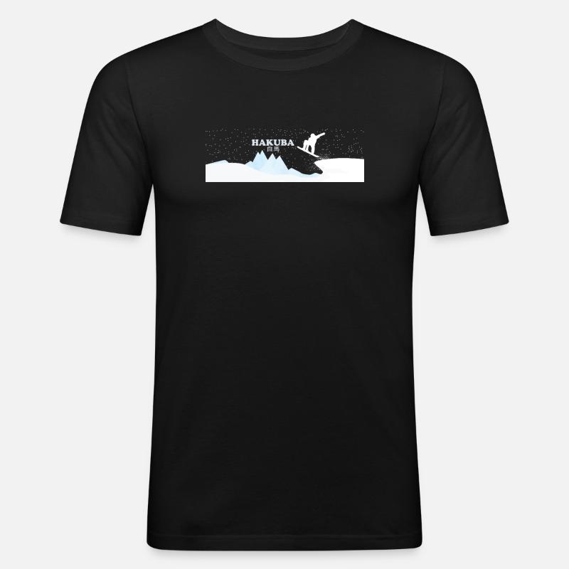 Hakuba Snowboard - Männer Slim Fit T-Shirt - Schwarz