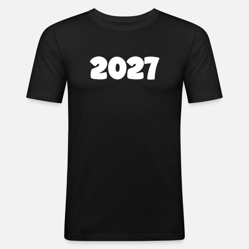 2027 weiß - Männer Slim Fit T-Shirt - Schwarz