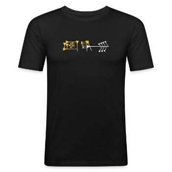 Libertäres sumerisches Freiheitswort - Männer Slim Fit T-Shirt - Schwarz - Vorne - Nik (191cm)