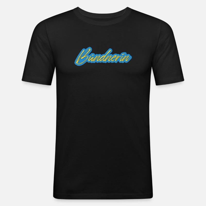 Bündnerin Neon Script - Männer Slim Fit T-Shirt - Schwarz