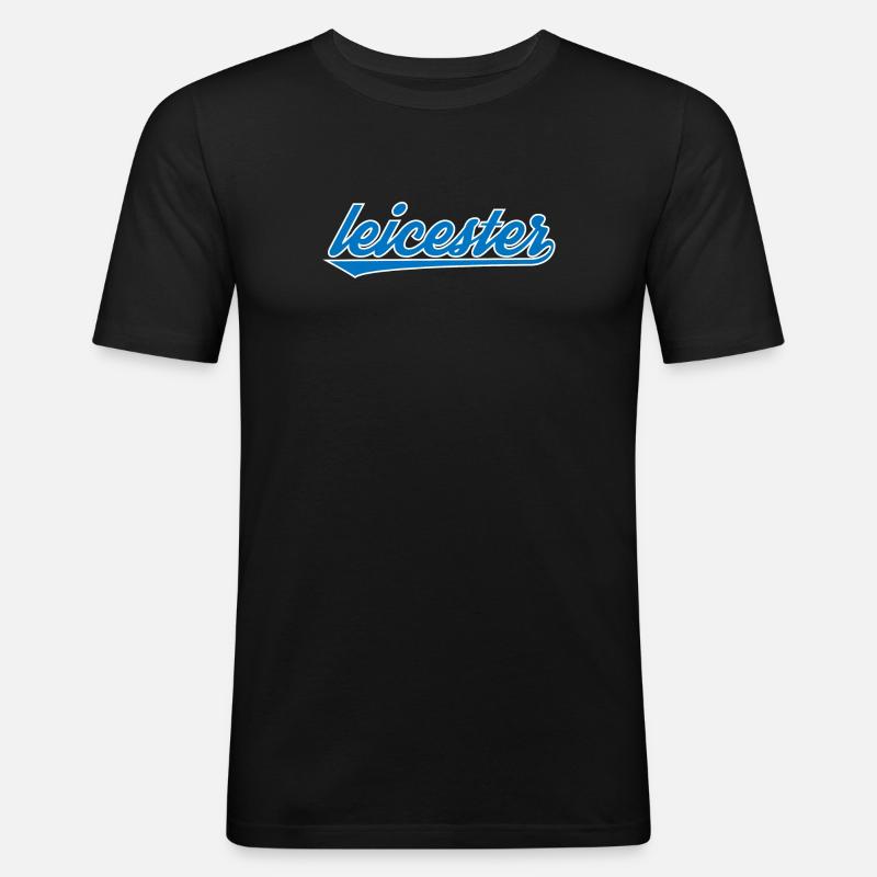 Leicester Blue Script Design - Men's Slim Fit T-Shirt - black