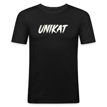 unikat- - Männer Slim Fit T-Shirt - Schwarz - Vorne - Nik (191cm)