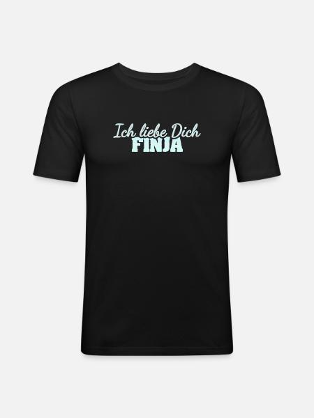 Finja als Liebe - Männer Slim Fit T-Shirt - Schwarz