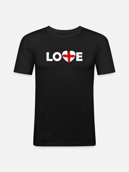 Love mit rotem Kreuz-Herz England - Men's Slim Fit T-Shirt - black