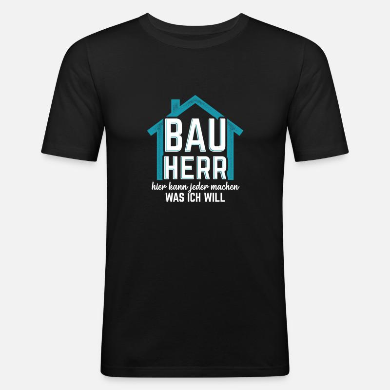 Bauherr Hausbau - Männer Slim Fit T-Shirt - Schwarz