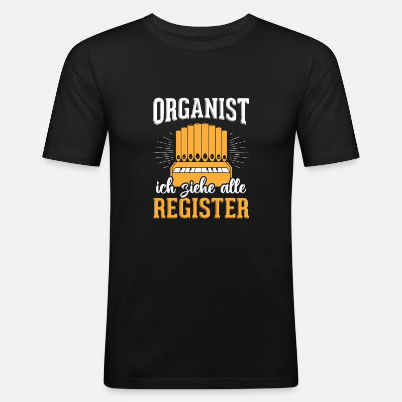 Orgel Kirche - Männer Slim Fit T-Shirt - Schwarz