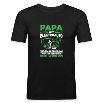 Elektroauto Auto E-Auto - Männer Slim Fit T-Shirt - Schwarz - Vorne - Nik (191cm)
