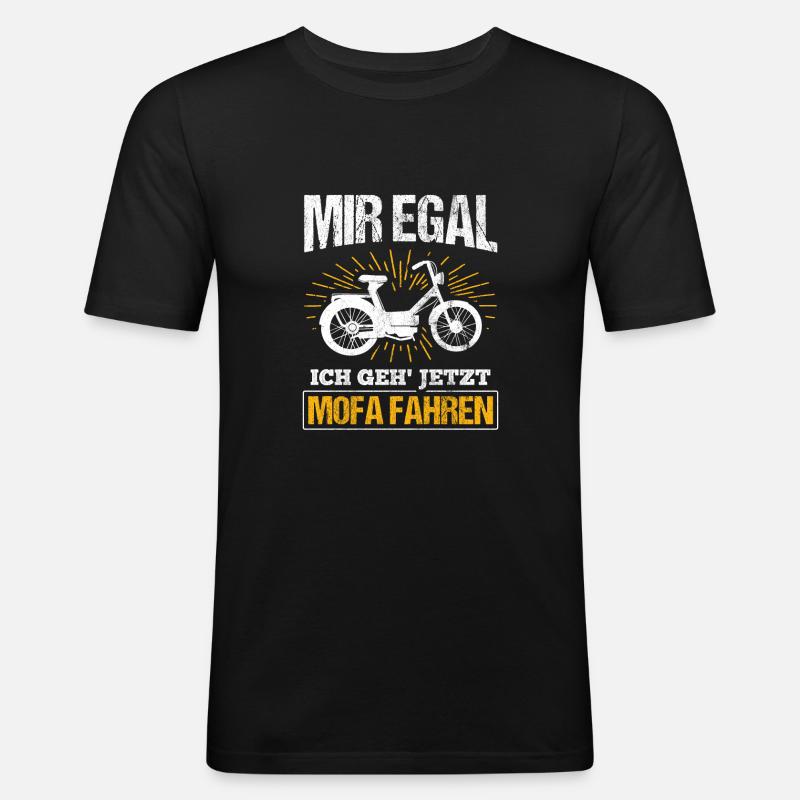 Mofa Moped - Männer Slim Fit T-Shirt - Schwarz