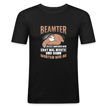 Beamter Arbeit Beamte - Männer Slim Fit T-Shirt - Schwarz - Vorne - Nik (191cm)