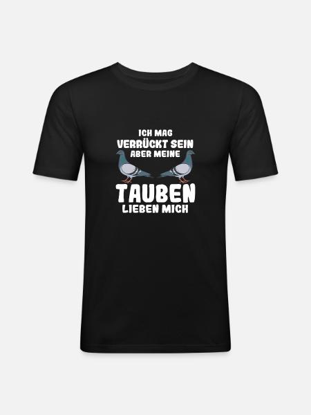 Taube Tauben Vogel - Männer Slim Fit T-Shirt - Schwarz