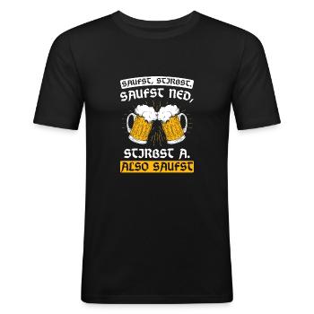 Bayern Dahoam Boarisch - Männer Slim Fit T-Shirt - Schwarz - Vorne - Nik (191cm)