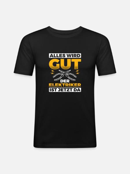 Elektriker Elektrik - Männer Slim Fit T-Shirt - Schwarz