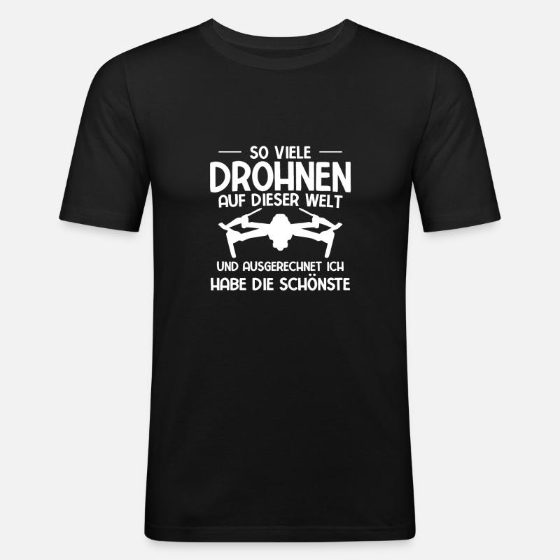Drohne Geschenk - Männer Slim Fit T-Shirt - Schwarz