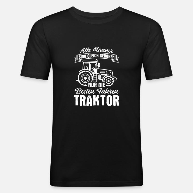 Traktor Bauer - Männer Slim Fit T-Shirt - Schwarz