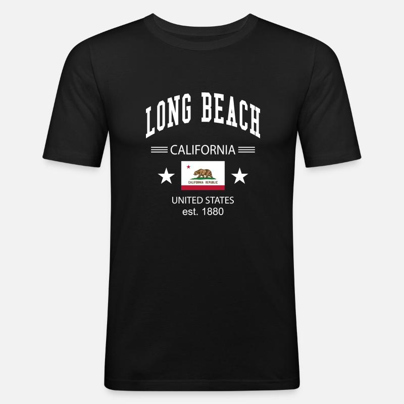 Long Beach - Männer Slim Fit T-Shirt - Schwarz
