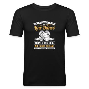 Line Geschenk - Männer Slim Fit T-Shirt - Schwarz - Vorne - Nik (191cm)