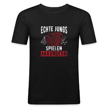 Akkordeon Musik - Männer Slim Fit T-Shirt - Schwarz - Vorne - Nik (191cm)