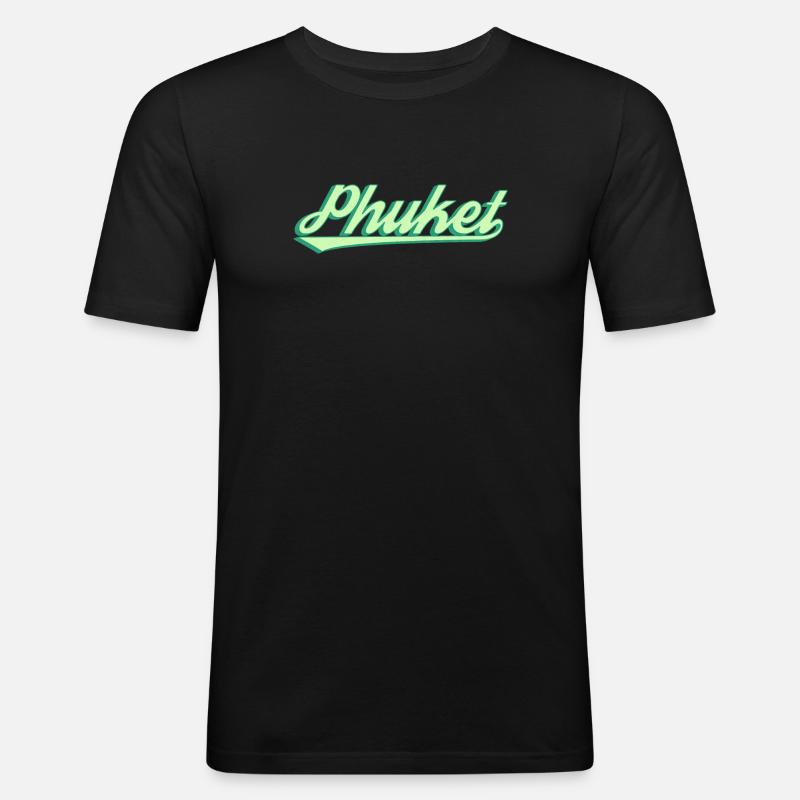 Phuket Retro Coastal Script - Men's Slim Fit T-Shirt - black