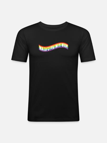 Faites l’amour, pas la guerre | Drapeau arc-en-ciel - T-shirt près du corps Homme - noir