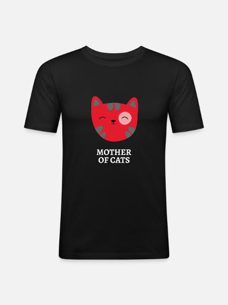 Mutter von Katzen - Katzenmutter - Männer Slim Fit T-Shirt - Schwarz