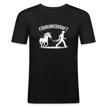 Führungskraft Pferd Geschenkidee Reiten Lustig - Männer Slim Fit T-Shirt - Schwarz - Vorne - Nik (191cm)