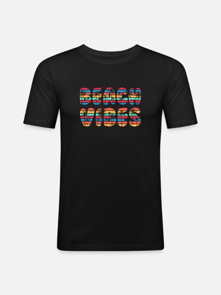 Beach Vibes (lettering) - Men's Slim Fit T-Shirt - black