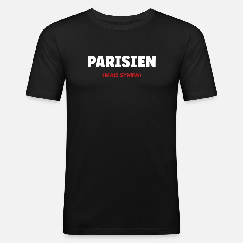 Pariser - Männer Slim Fit T-Shirt - Schwarz