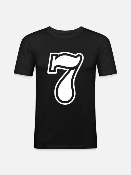 7 Zahl symbol - Männer Slim Fit T-Shirt - Schwarz