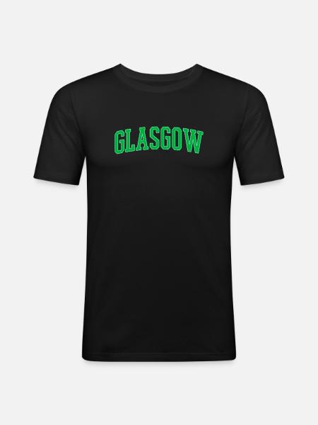 Glasgow College Style Green Block Font - Men's Slim Fit T-Shirt - black