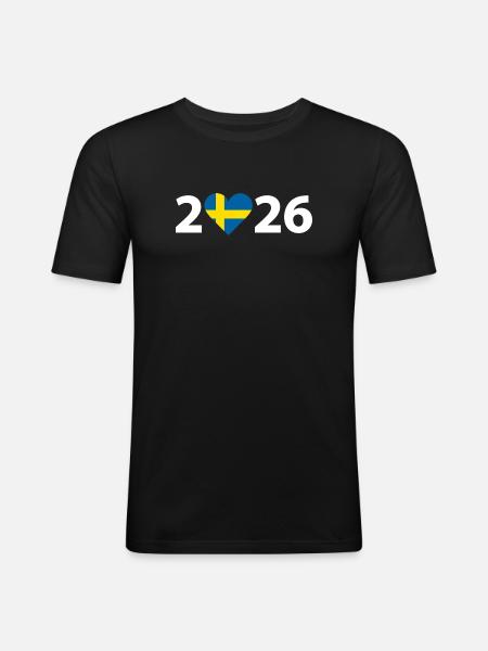 J’aime Suède 2026, Suède 2026 - T-shirt près du corps Homme - noir