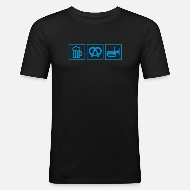 blasmusik bier - Männer Slim Fit T-Shirt - Schwarz