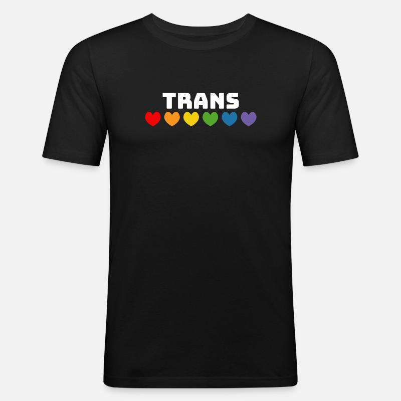 Rainbow heart trans white - Men's Slim Fit T-Shirt - black