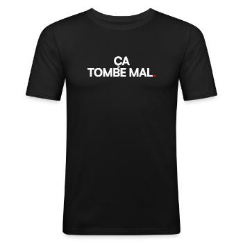 Ça tombe mal - T-shirt près du corps Homme - noir - Devant - Nik (191cm)