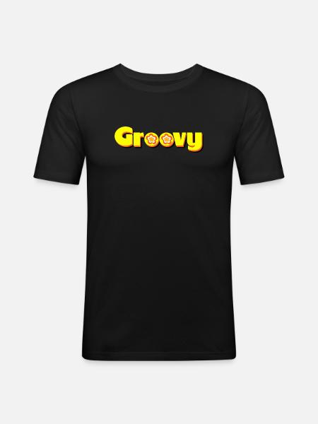 Groovy 70s Flower Blossom - Men's Slim Fit T-Shirt - black