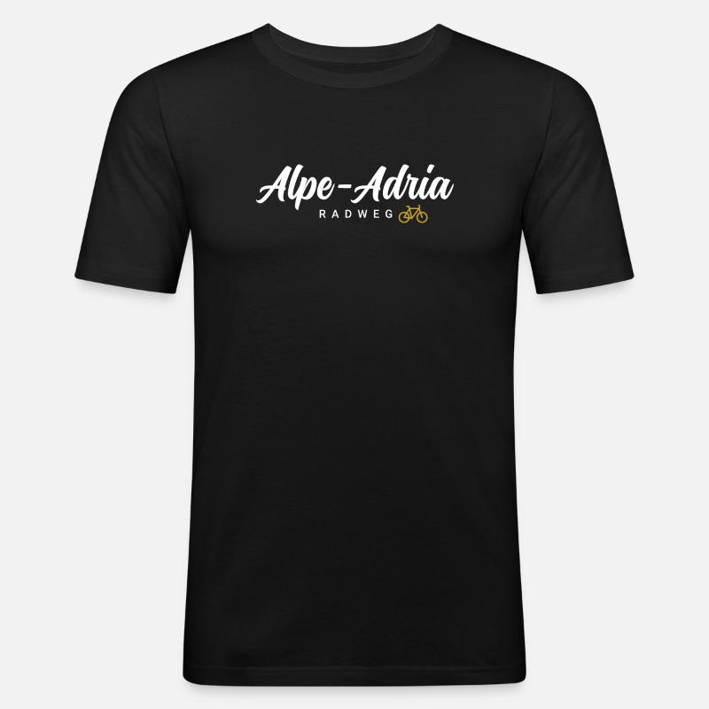 Alpe Adria Radweg - Männer Slim Fit T-Shirt - Schwarz