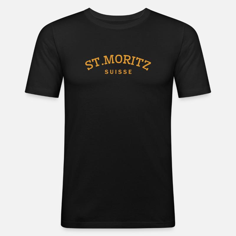 St. Moritz - Suisse - Schweiz - Swiss - Männer Slim Fit T-Shirt - Schwarz
