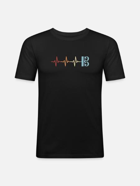 Alto clef, viola, viola, heartbeat - Men's Slim Fit T-Shirt - black