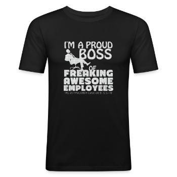Je suis un fier patron d'employés formidables - T-shirt près du corps Homme - noir - Devant - Nik (191cm)