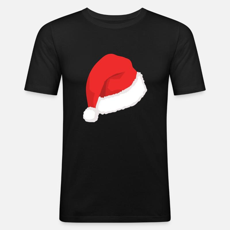 Weihnachtshut - Männer Slim Fit T-Shirt - Schwarz