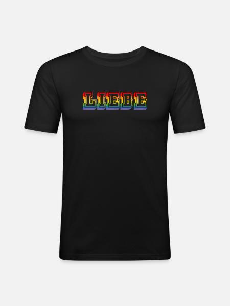LGBT Regenbogen LIEBE rainbow tshirt - Männer Slim Fit T-Shirt - Schwarz