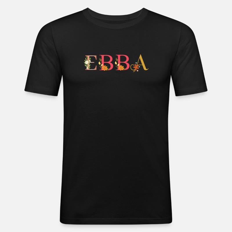 EBBA Name mit Blumen geschmückt - Männer Slim Fit T-Shirt - Schwarz