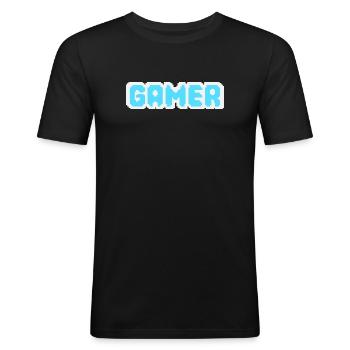 Gamer Pixel - Men's Slim Fit T-Shirt - black - Front - Nik (191cm)