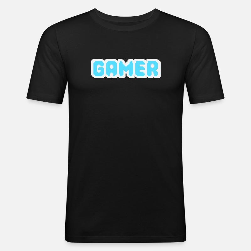Gamer Pixel - Männer Slim Fit T-Shirt - Schwarz
