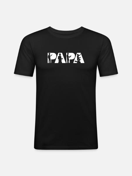 Papa Engineer Construction Silhouettes - Men's Slim Fit T-Shirt - black