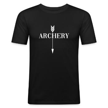 Archer avec cible d’arc « tir à l’arc » - T-shirt près du corps Homme - noir - Devant - Nik (191cm)